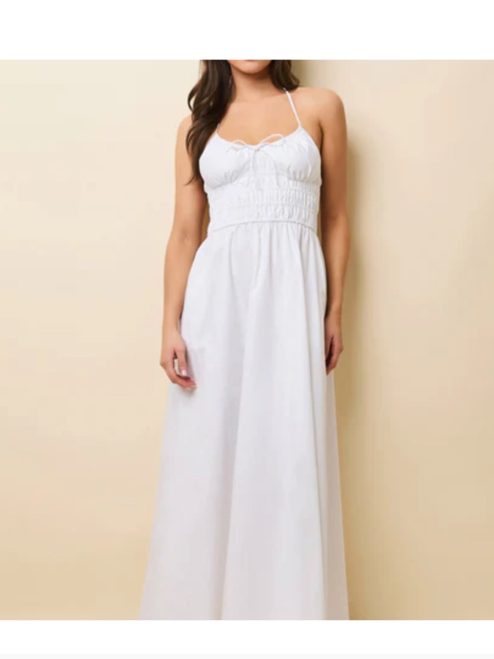 SOLID & STRIPED White Smocked Maxi Dress with Spaghetti Straps